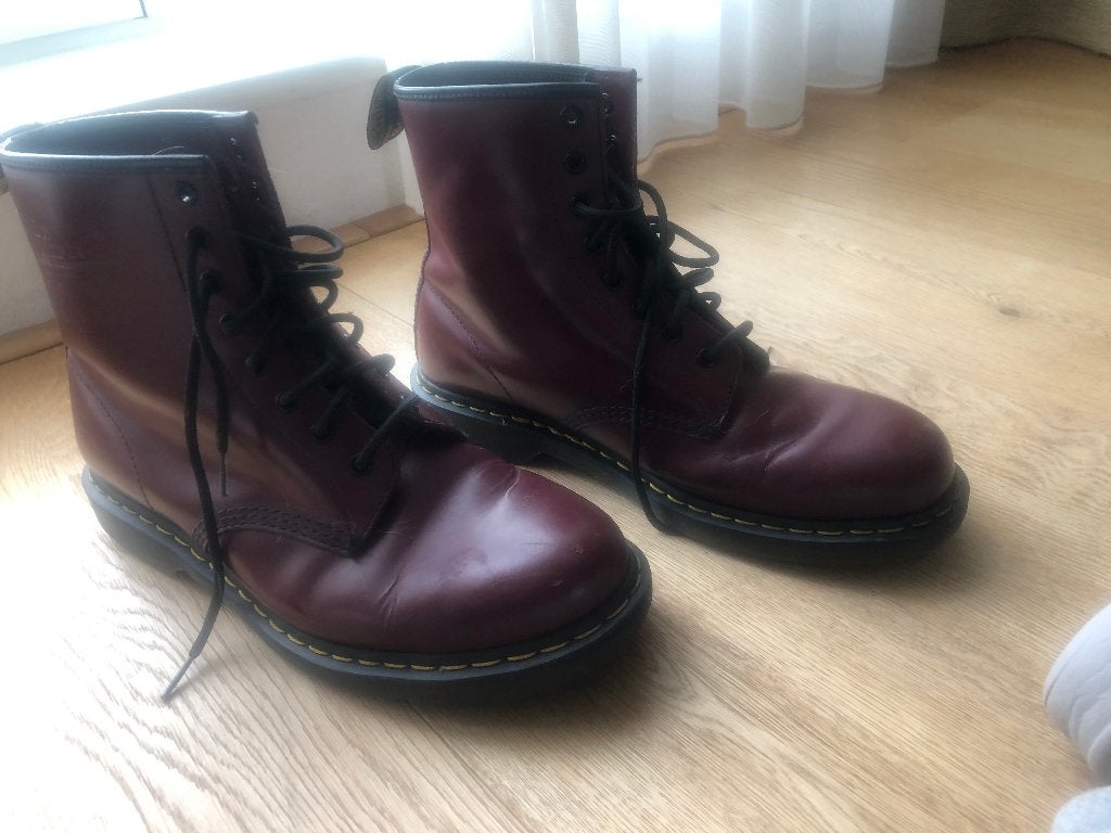 Dr Martens Bordeaux Leren Veterlaars 1460 model, Overige kleuren, Boots, Ophalen of Verzenden, Gedragen