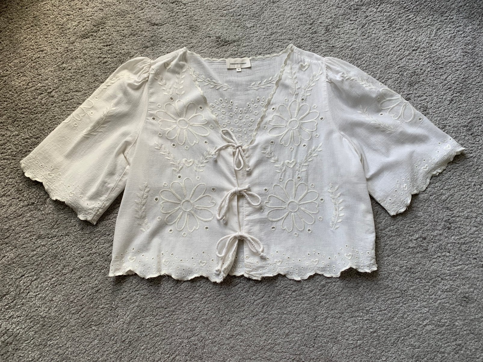 Prachtige broderie top van Fabienne Chapot mt 40, Ophalen of Verzenden, Zo goed als nieuw, Maat 38/40 (M), Wit