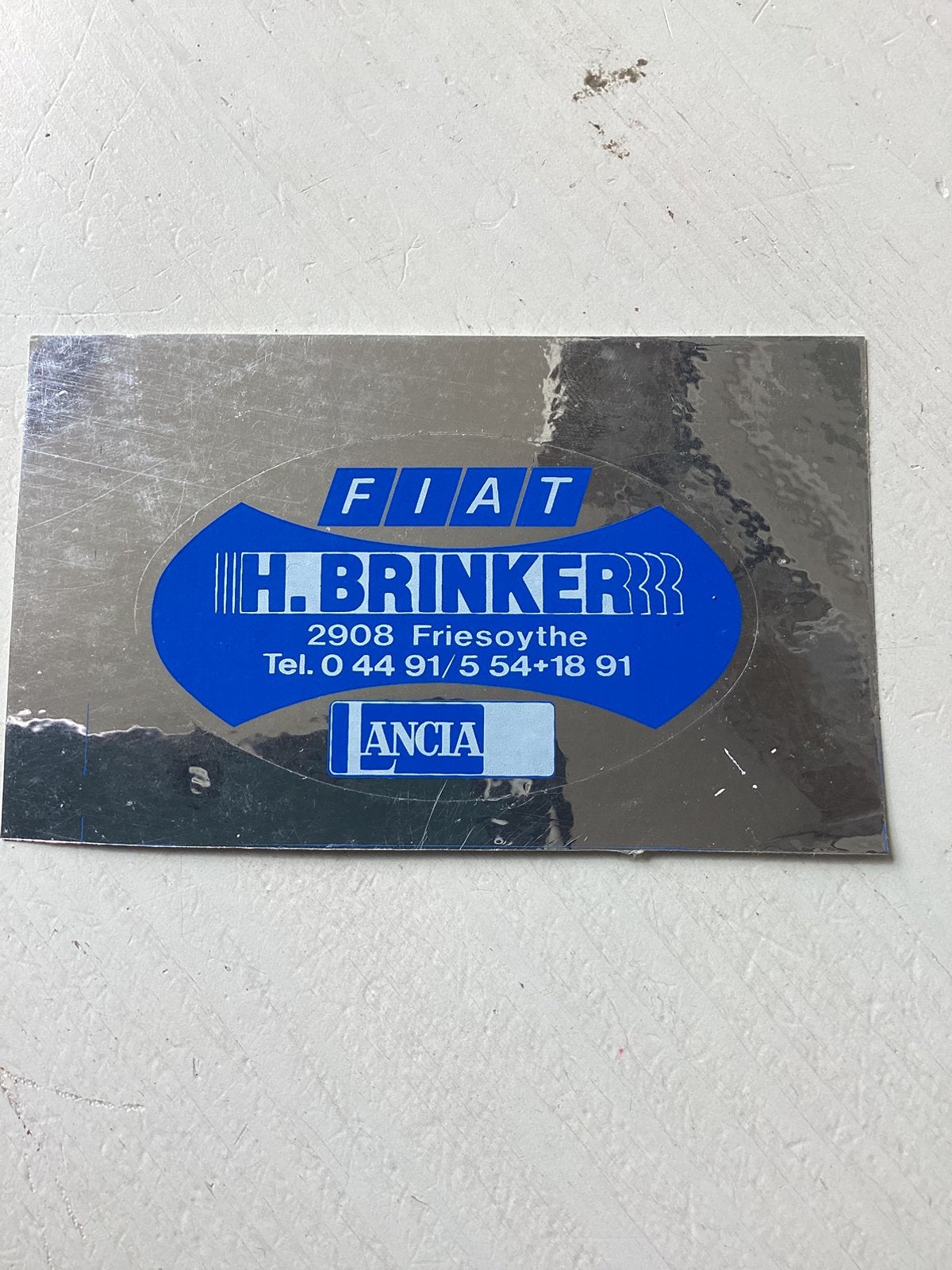 Ovale sticker FIAT Lancia H. Brinker, Verzenden, Zo goed als nieuw