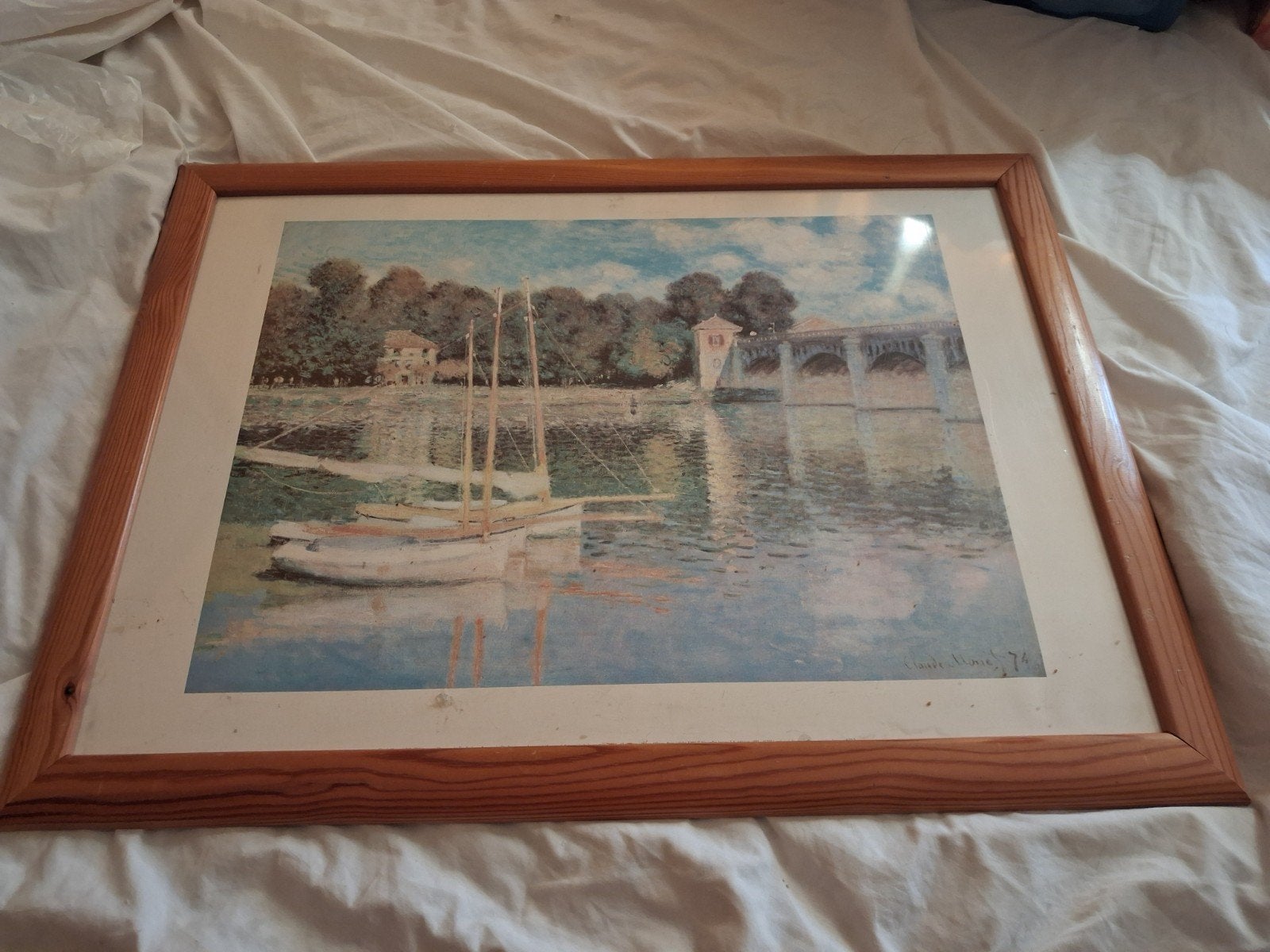 Gelijist reproductie"De brug bij Argenteuil"Claude Monet, Huis en Inrichting, Woonaccessoires | Schilderijen, Tekeningen en Foto's