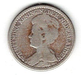 26-1478 Nederland 25 cent 1910, Verzenden, Zilver, 25 cent, Koningin Wilhelmina