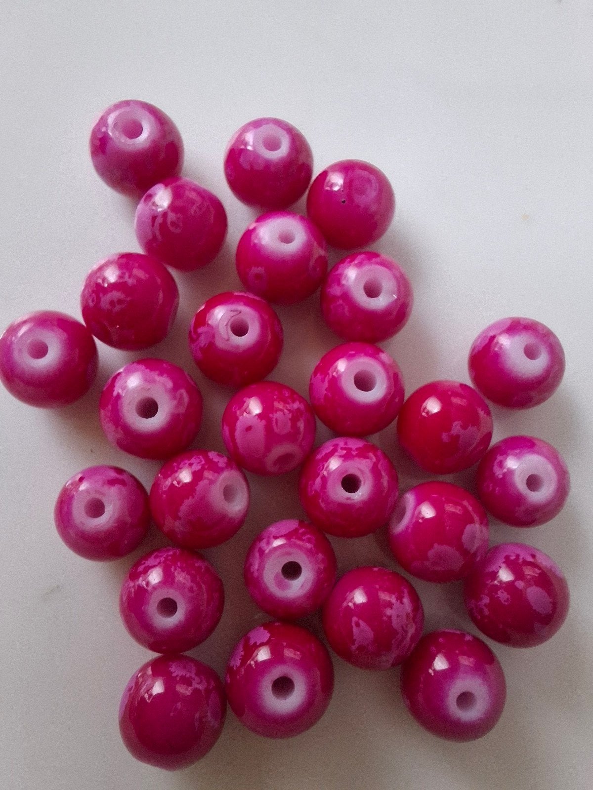 26 stuks 8 mm gemeleerde glaskralen roze kralen partij, Kraal, -, -, Nieuw