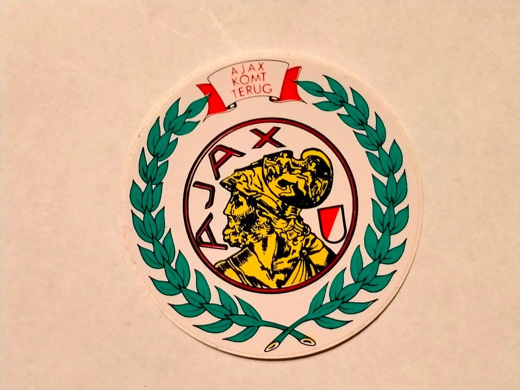Ajax komt terug vintage logo sticker Amsterdam voetbal club, Ophalen of Verzenden, Zo goed als nieuw, Sport