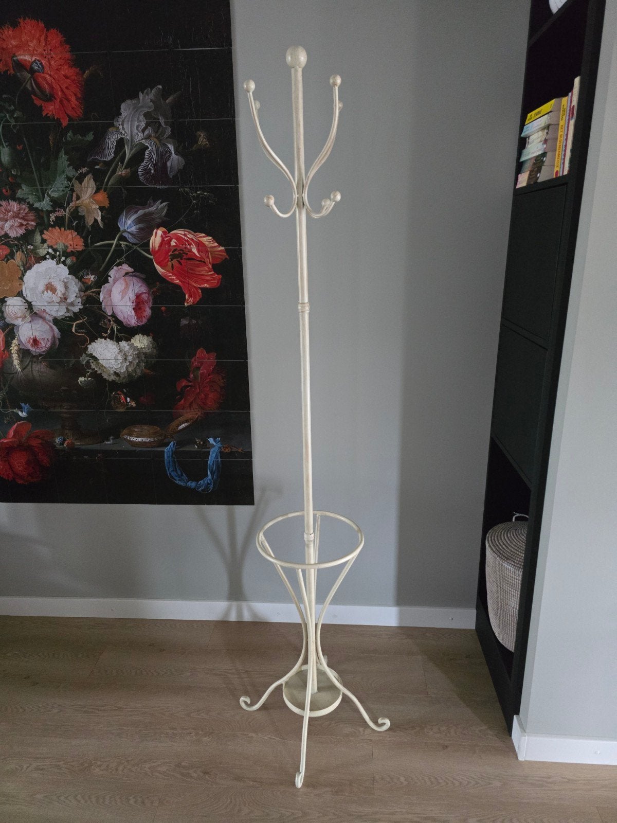 Hoge crèmekleurige staande kapstok van 200 cm, Huis en Inrichting, Woonaccessoires | Kapstokken, Ophalen, Gebruikt, 200 cm of meer