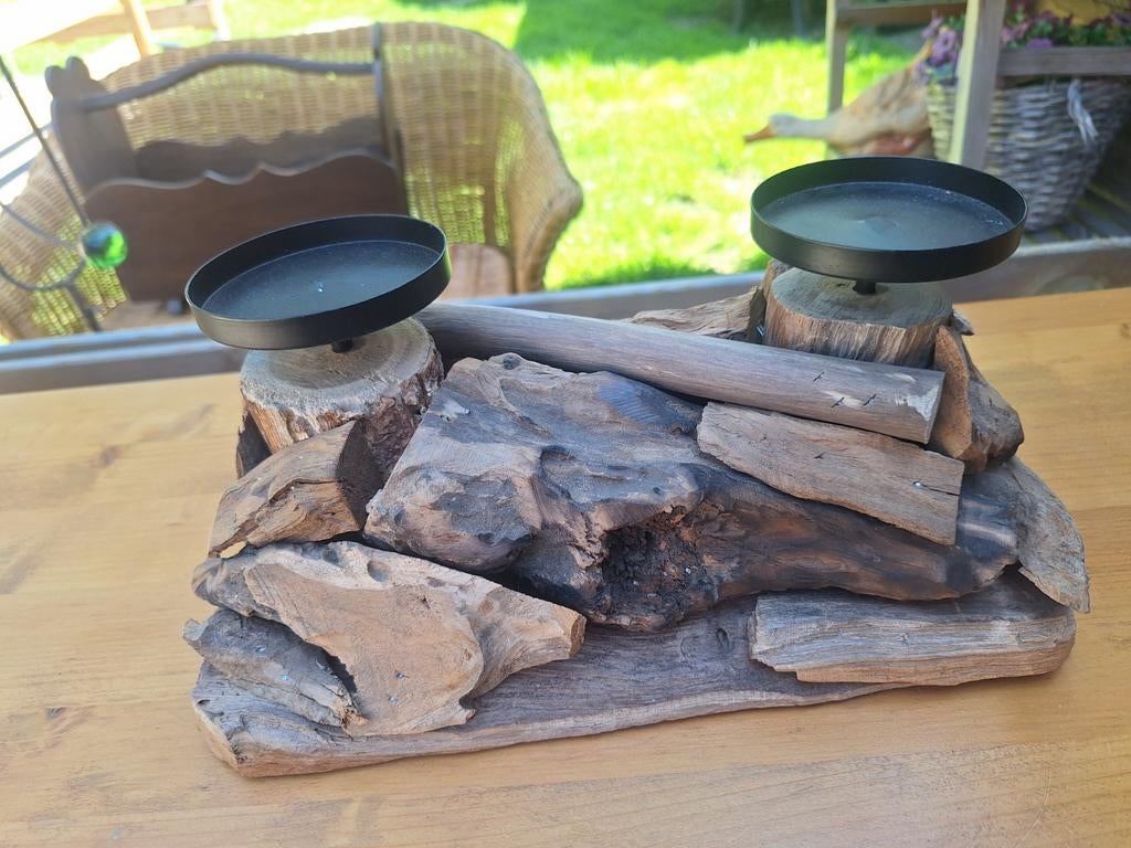 Houten kaarsenstandaard, Ophalen, Zo goed als nieuw, Hout, Minder dan 25 cm