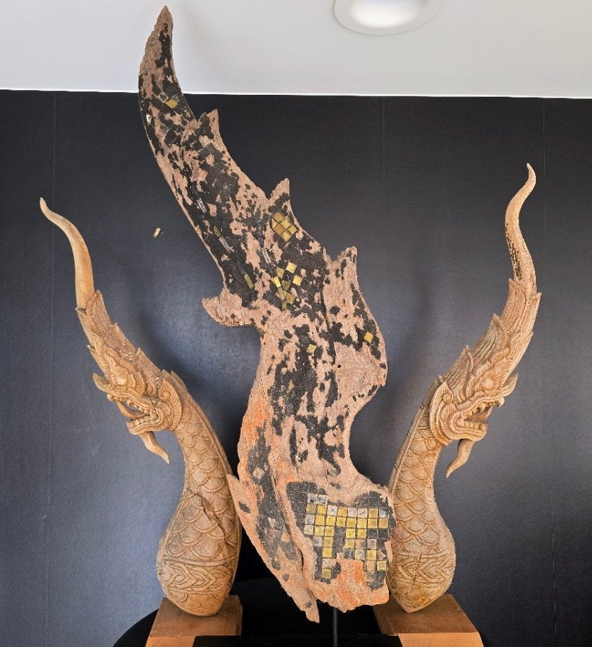 Thailand. collectie antieke Naga tempel draken - rooffinials, Gesneden, Ophalen of Verzenden, Overige herkomsten, Ritueel object