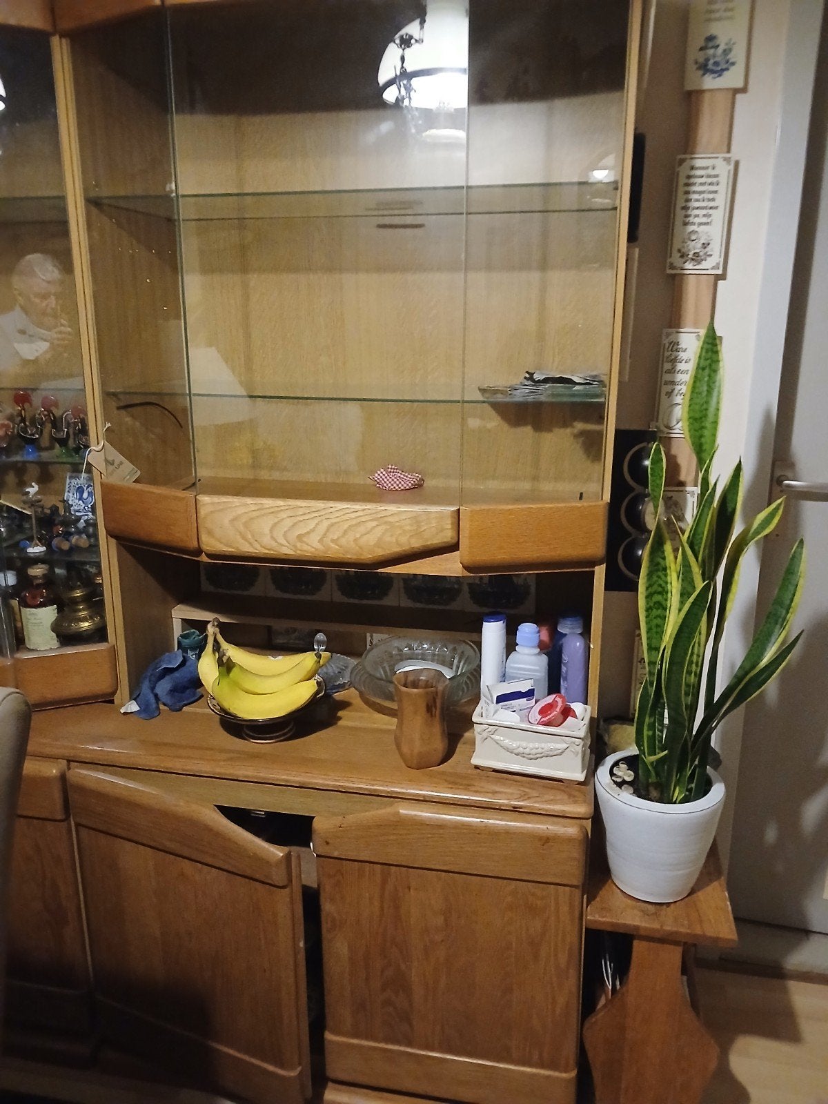 Vitrinekast 90x190 cm met onderkast, Huis en Inrichting, Overige houtsoorten, 150 tot 200 cm, 25 tot 50 cm, Gebruikt
