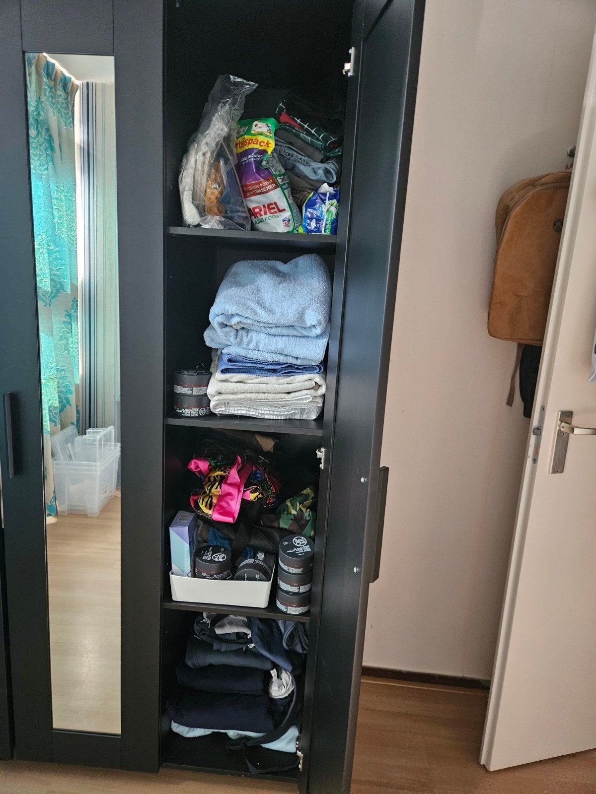 Ikea Brimnes kledingkast met spiegeldeur, zwart, Huis en Inrichting, Ophalen, Met deur(en), Gebruikt, 150 tot 200 cm