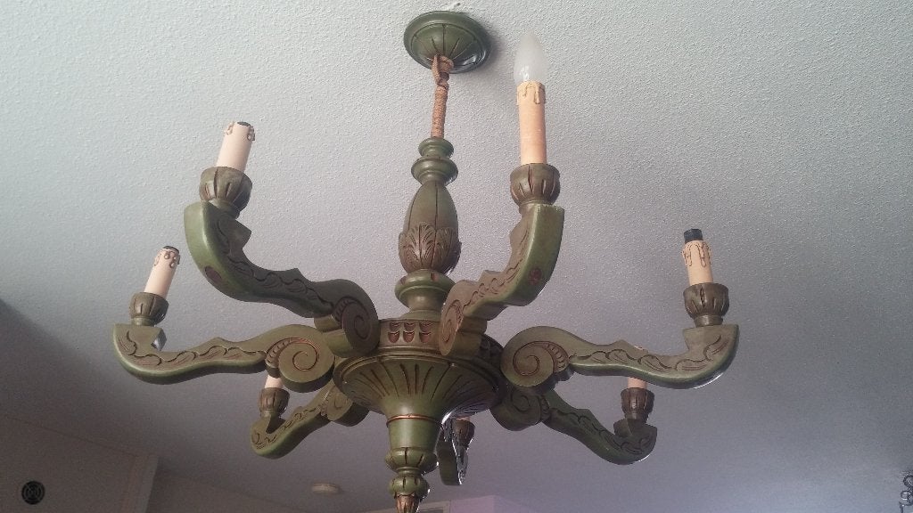 Retro lamp kroonluchter, Huis en Inrichting, Ophalen, Hout, Retro