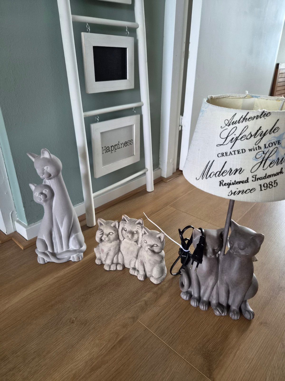 Decoratieve Kattenbeeldjes en Lamp - Diverse Stijlen, Ophalen, Gebruikt, Landelijk, Grijs