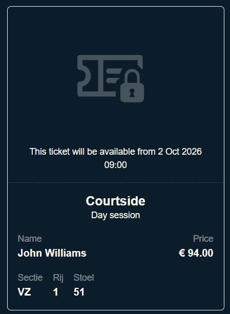 P2 Rotterdam Premiere Padel Cupra 1e rij ticket Finale, Eén persoon