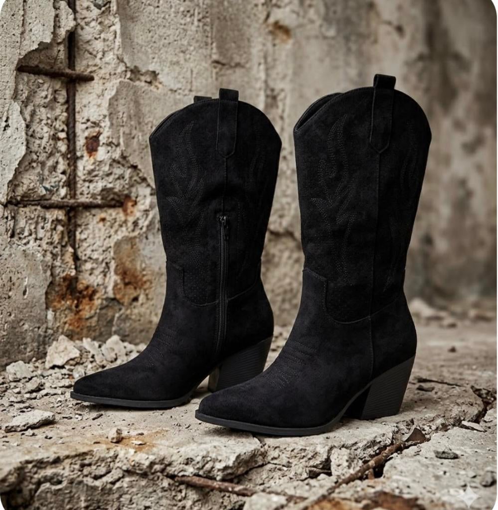 ‼️ ACTIE ‼️ Stoere suèdine cowboylaarzen mt 38, Kleding | Dames, Schoenen, Hoge laarzen, Zwart, Nieuw, Ophalen of Verzenden