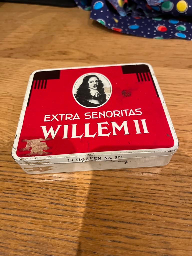 Oud sigarenblik Willem II - Extra Senoritas voor verzamelaar, Ophalen of Verzenden, Gebruikt, Overige, Overige merken