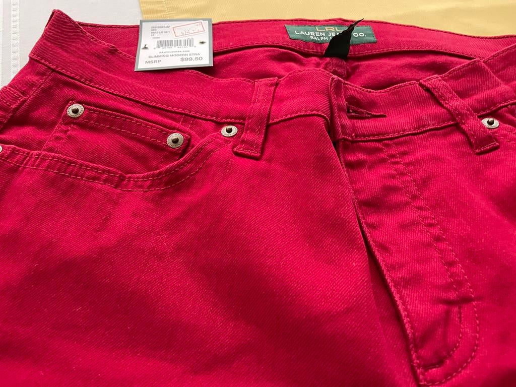 Nieuwe rode Lauren Ralph Lauren Slimming jeans, Maat 38/40 (M), Nieuw, Ophalen of Verzenden, Lang