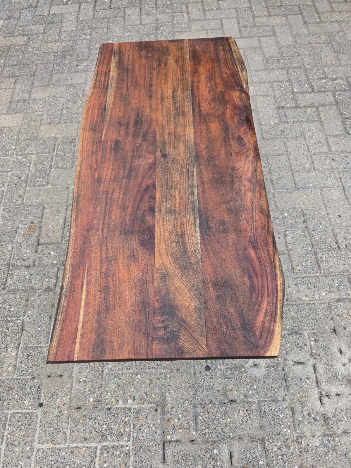 Salontafel met boomstamblad 1.20m x 0.60m, Ophalen, Rechthoekig, 100 tot 150 cm, 50 tot 100 cm