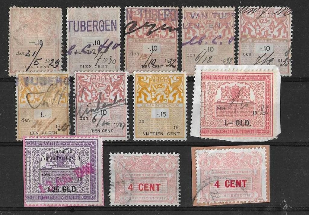 Nederland Belastingzegels diversen gestempeld, Postzegels en Munten, Ophalen of Verzenden, Gestempeld