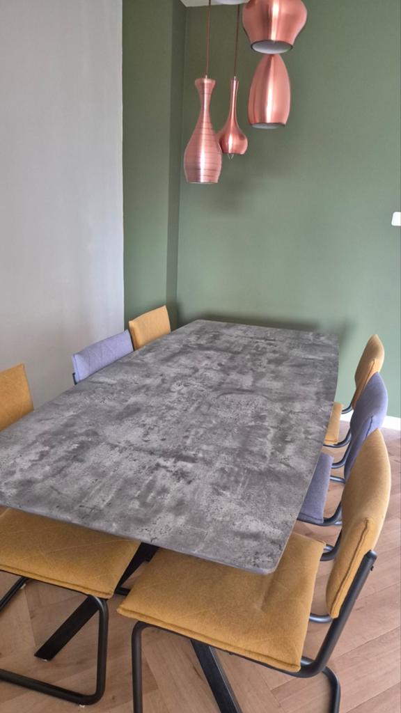 Eettafel met 6 stoelen, Ophalen, Gebruikt, Modern, Industrieel, Overige materialen