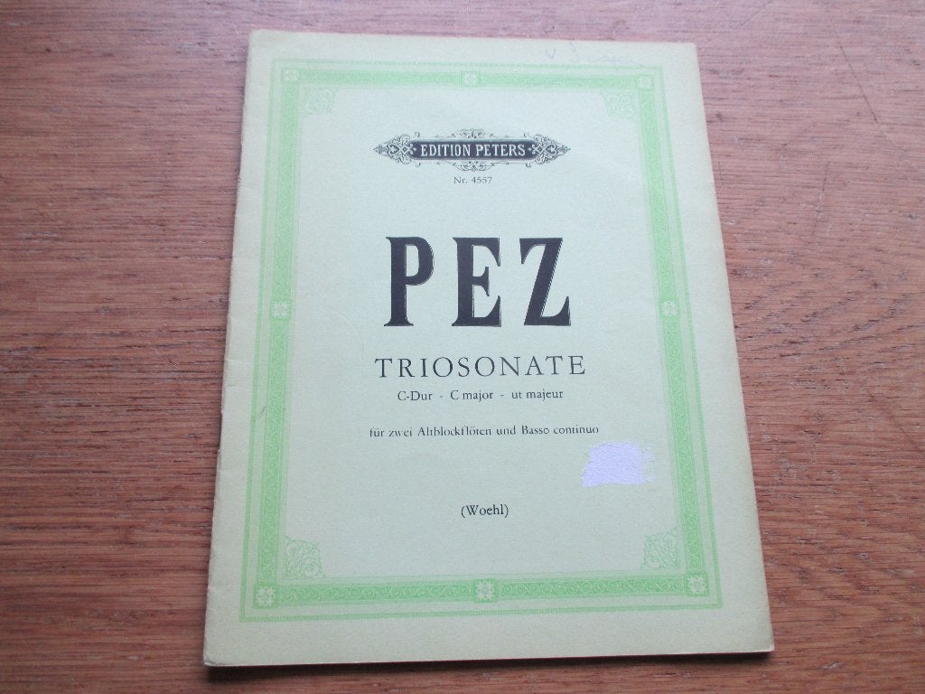 Pez Triosonate C-Dur - Bladmuziek voor Blokfluit en Cello, Gebruikt, Klassiek, Ophalen of Verzenden, Artiest of Componist