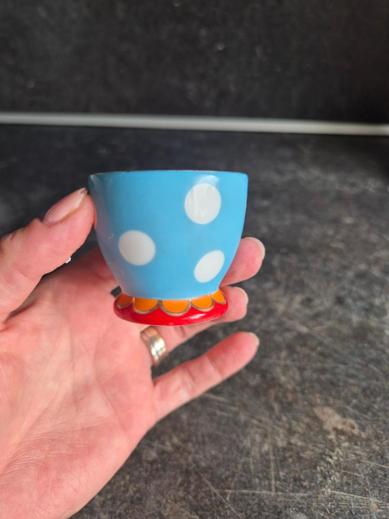 Oilily eierdop lichtblauw, Tuin en Terras, Rond, Ophalen of Verzenden, Aardewerk, Minder dan 40 cm