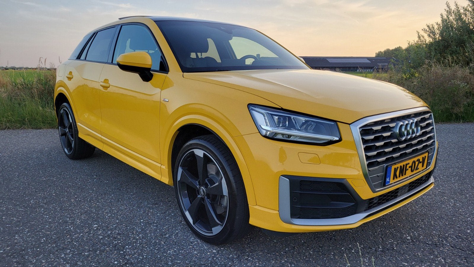 Audi Q2 1.4 TFSI S-line Sport Pano 19'' Trekhaak Navi B&O, Voorwielaandrijving, Stof, 4 cilinders, Geel