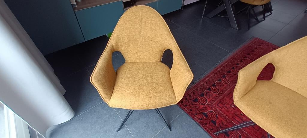 Xooon Eet stoelen 4x Okergeel Stof -Draaibaar, Ophalen, Overige kleuren, Stof
