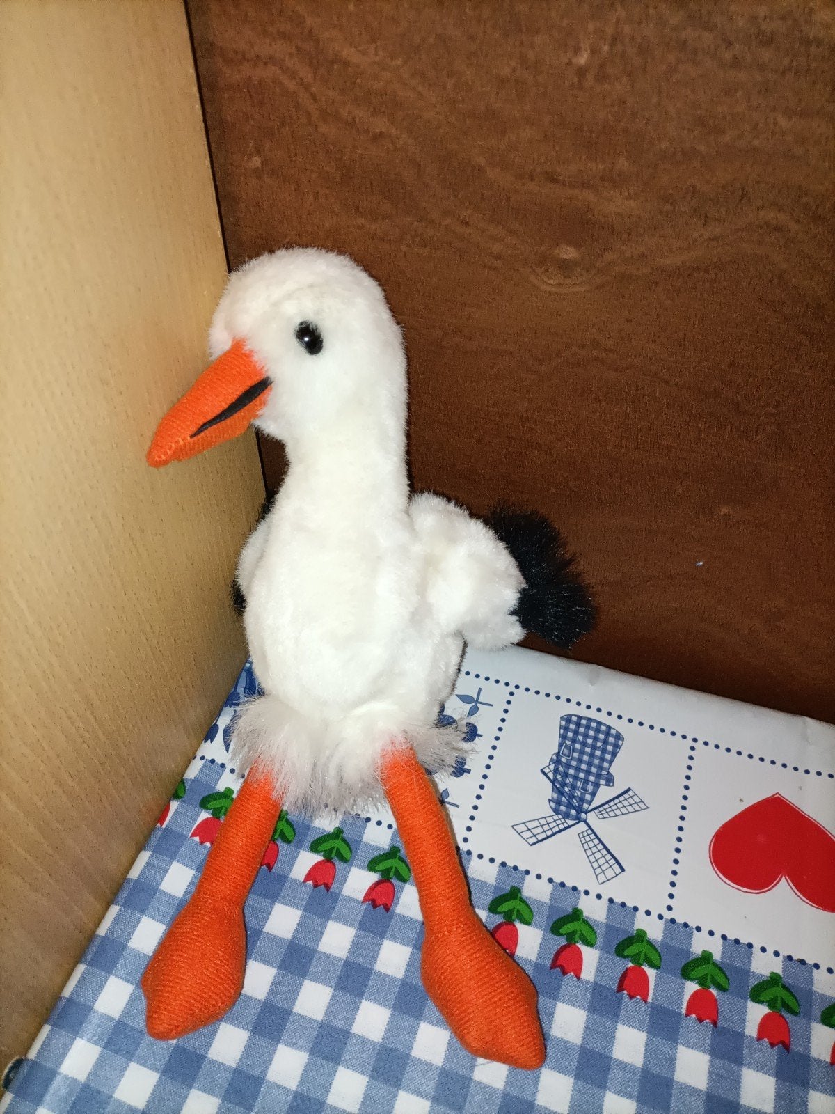 Ooievaar knuffel 28 cm groot langgerekt gemeten, Ophalen of Verzenden, Zo goed als nieuw, Overige typen
