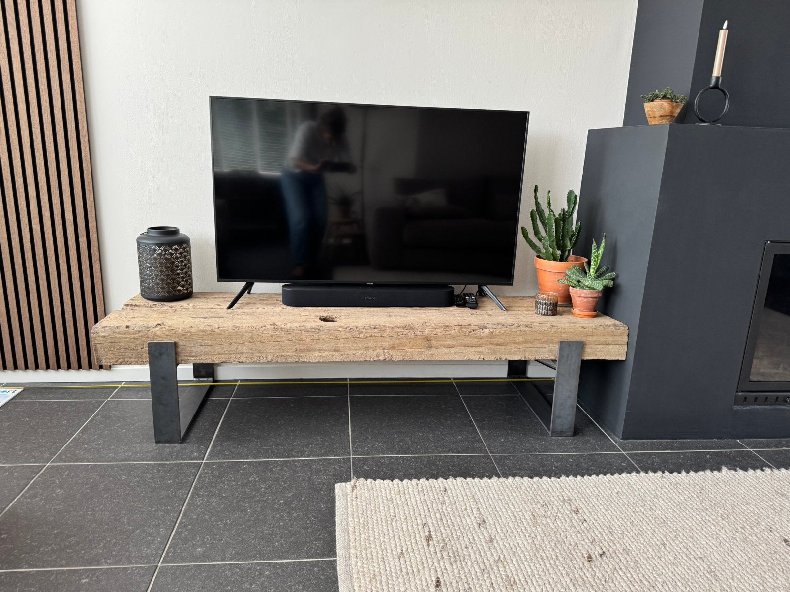TV meubel hout en staal, Huis en Inrichting, Ophalen, Zo goed als nieuw, 50 tot 75 cm, Minder dan 100 cm