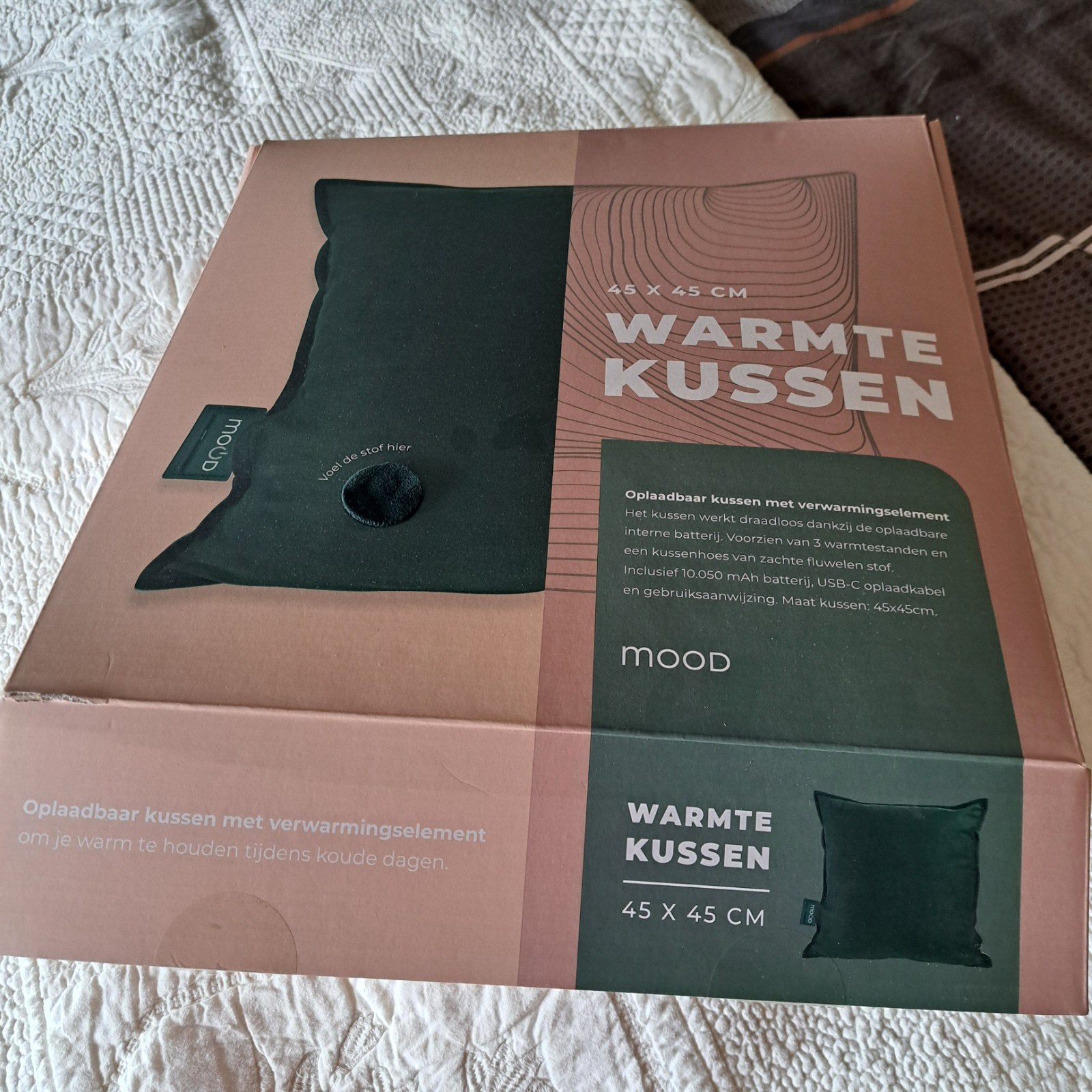 Mood Warmtekussen 45x45cm - Oplaadbaar en Zacht, Overige merken, Vierkant, Ophalen of Verzenden, Zo goed als nieuw
