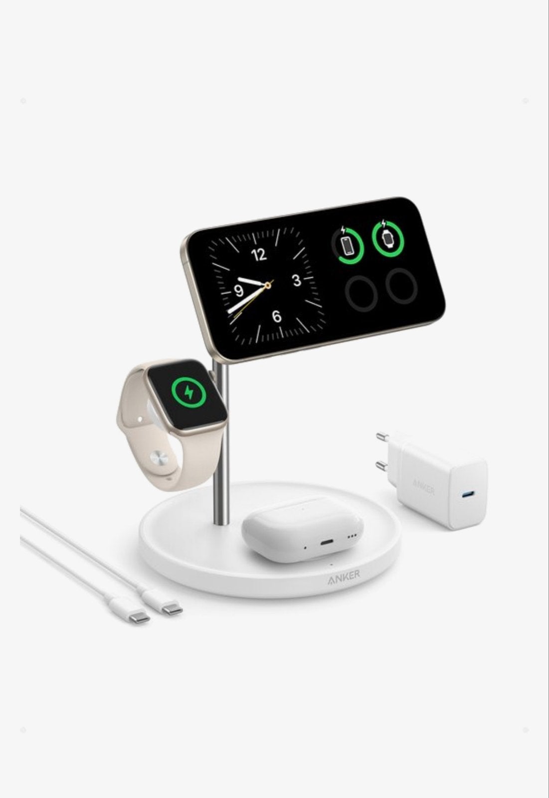Anker MagGo 3-in-1 15W MagSafe Oplader voor Apple apparaten, Anker, Draadloze oplader, Nieuw, Ophalen of Verzenden