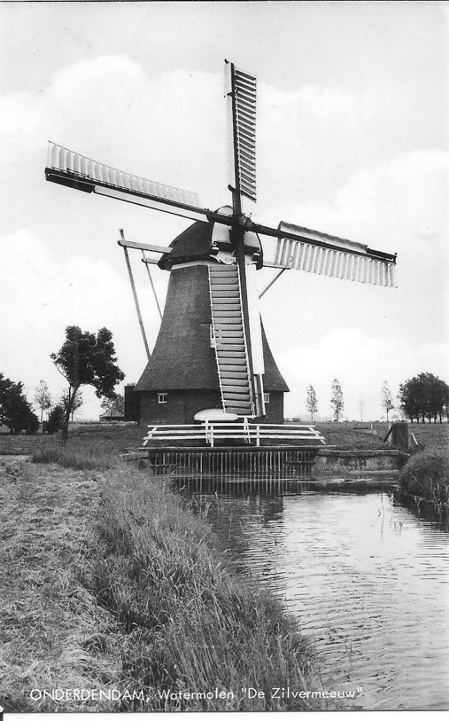Onderdendam Watermolen "De Zilvermeeuw" - Oude Ansichtkaart, Ophalen of Verzenden, 1940 tot 1960, Ongelopen, Groningen