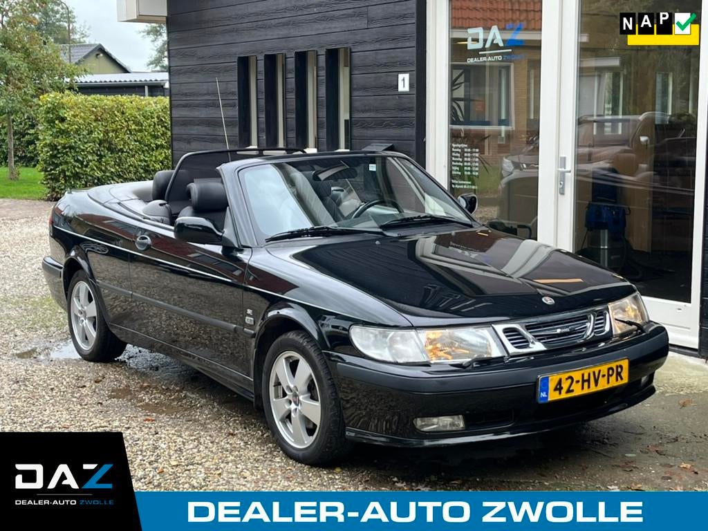 Saab 9-3 Cabrio 2.0t S Aut/Ecc/Audio/Navi/Leer/Lm (bj 2002), Auto's, Saab, Gebruikt, Zwart, 4 cilinders, 4 stoelen