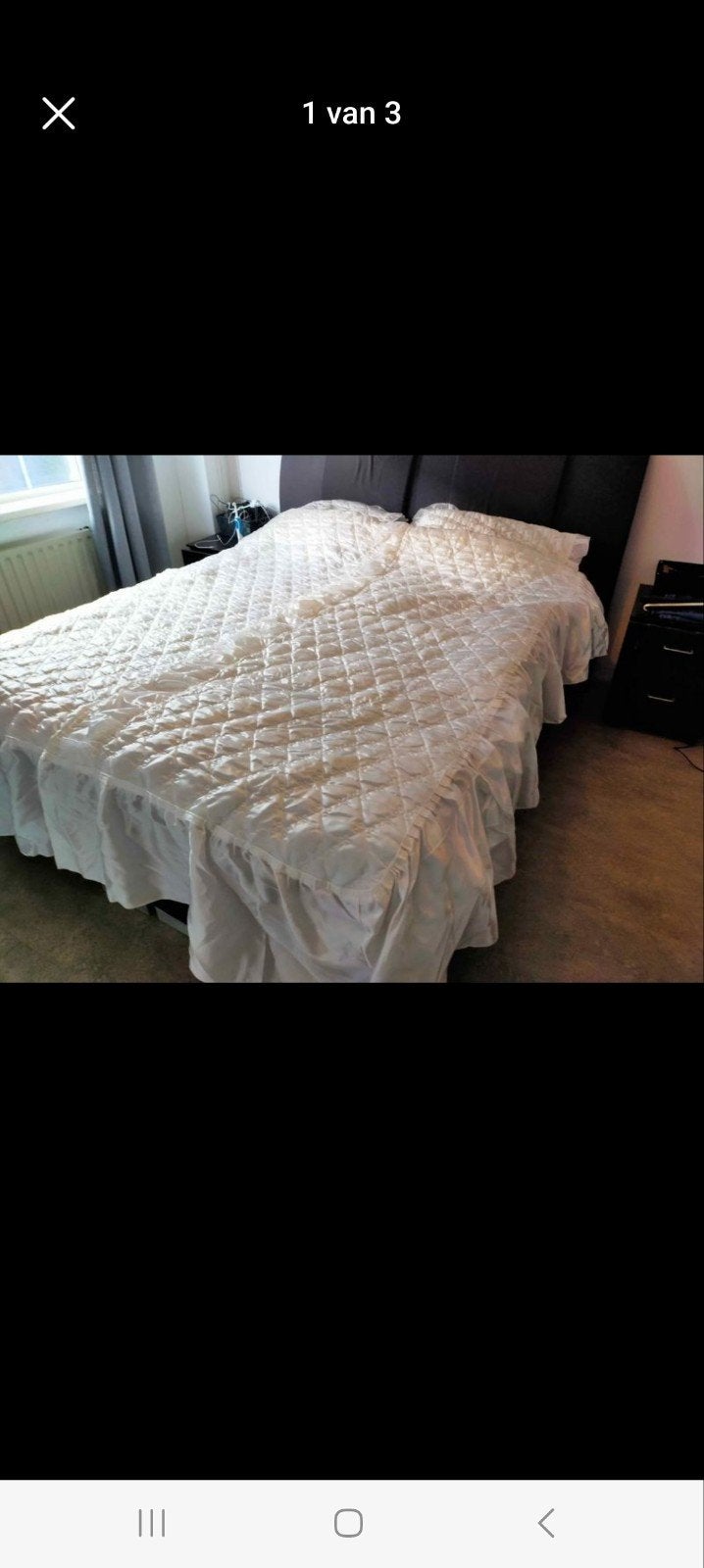 Wit gewatteerd sprei met 2 kussenslopen - Zo goed als nieuw, Wit, Overige typen, Tweepersoons, Ophalen of Verzenden