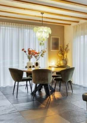 Ronde eetafel doorsnee 150 cm met kruispoot, Ophalen, Zo goed als nieuw, 75 m² of meer, Laminaat