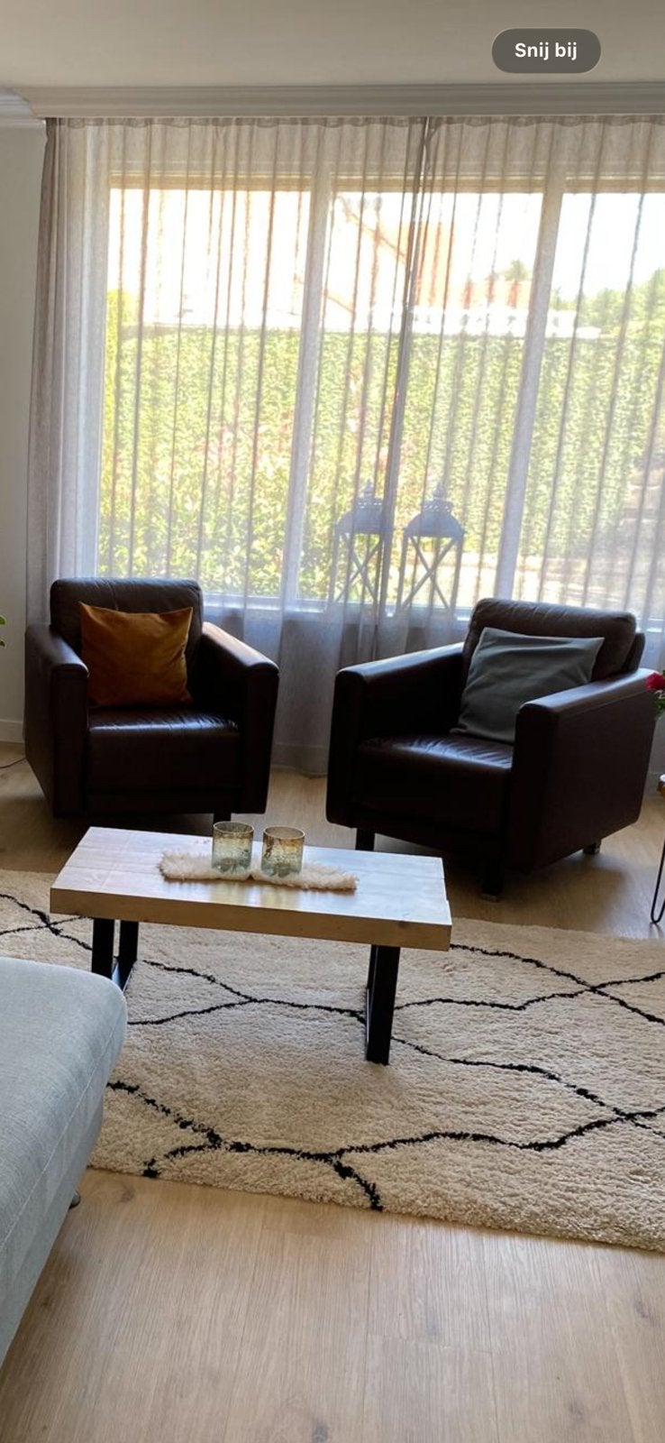Bruine leren stoelen, Ophalen, Zie foto, Gebruikt, 50 tot 75 cm