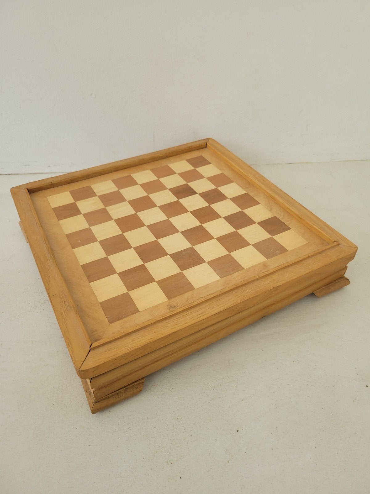 Vintage Houten Schaak- en Backgammonspel met Extra Spellen, Een of twee spelers, Ophalen of Verzenden, Gebruikt, Onbekend