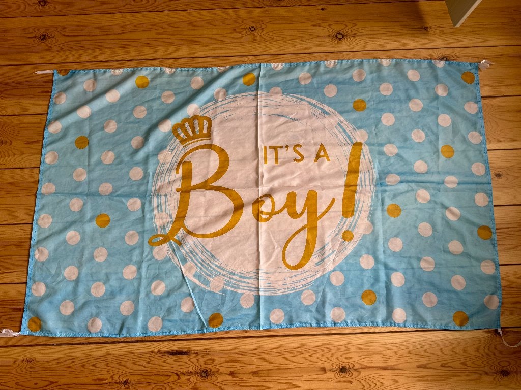 Gevelvlag Baby / Geboorte jongen - Blauw - 150 x 90 cm, Ophalen of Verzenden, Zo goed als nieuw