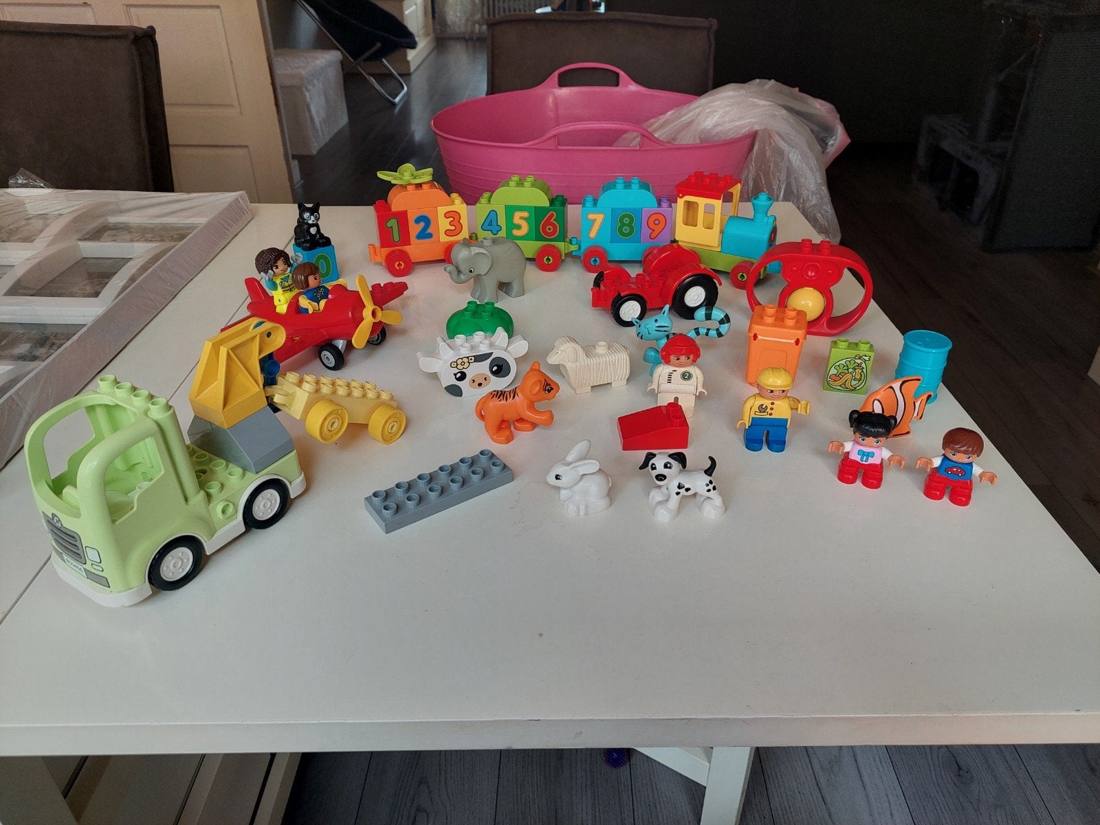 Lego Duplo Getallen Trein, vliegtuig, dieren, poppetjes, Kinderen en Baby's, Ophalen of Verzenden, Compleet, Duplo