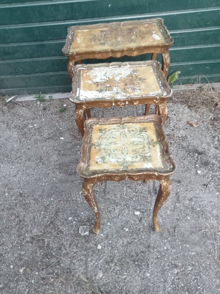 ANTIEK 3 BROCANT BAROK BIJZETTAFEL MINI SET TAFEL QUEEN ANNE, Ophalen