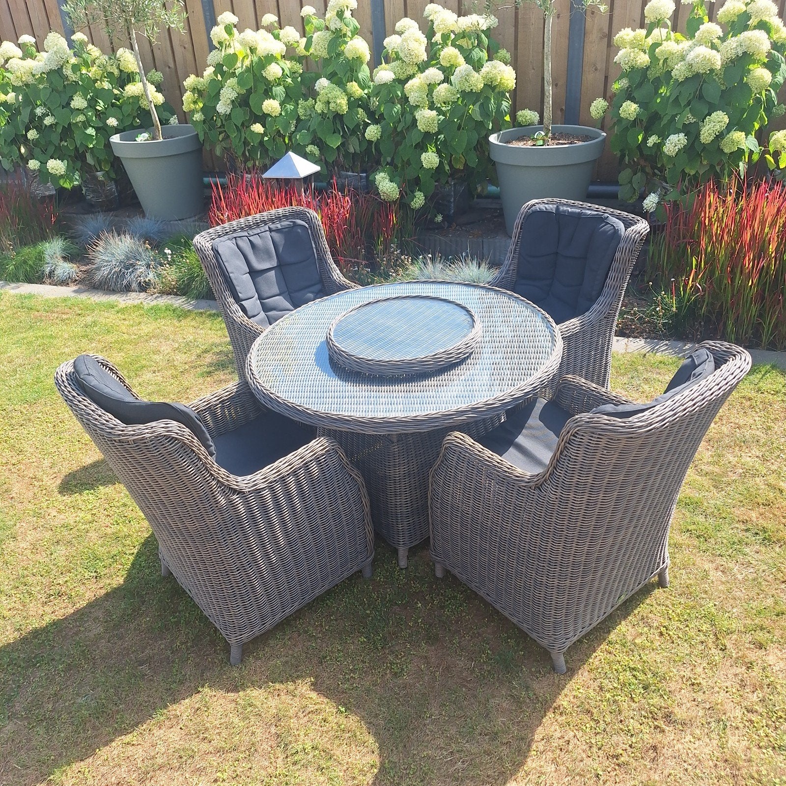 Fonteyn Tuinset Wicker met 4 stoelen en ronde tafel, 4 zitplaatsen, Gebruikt, Ophalen of Verzenden, Wicker