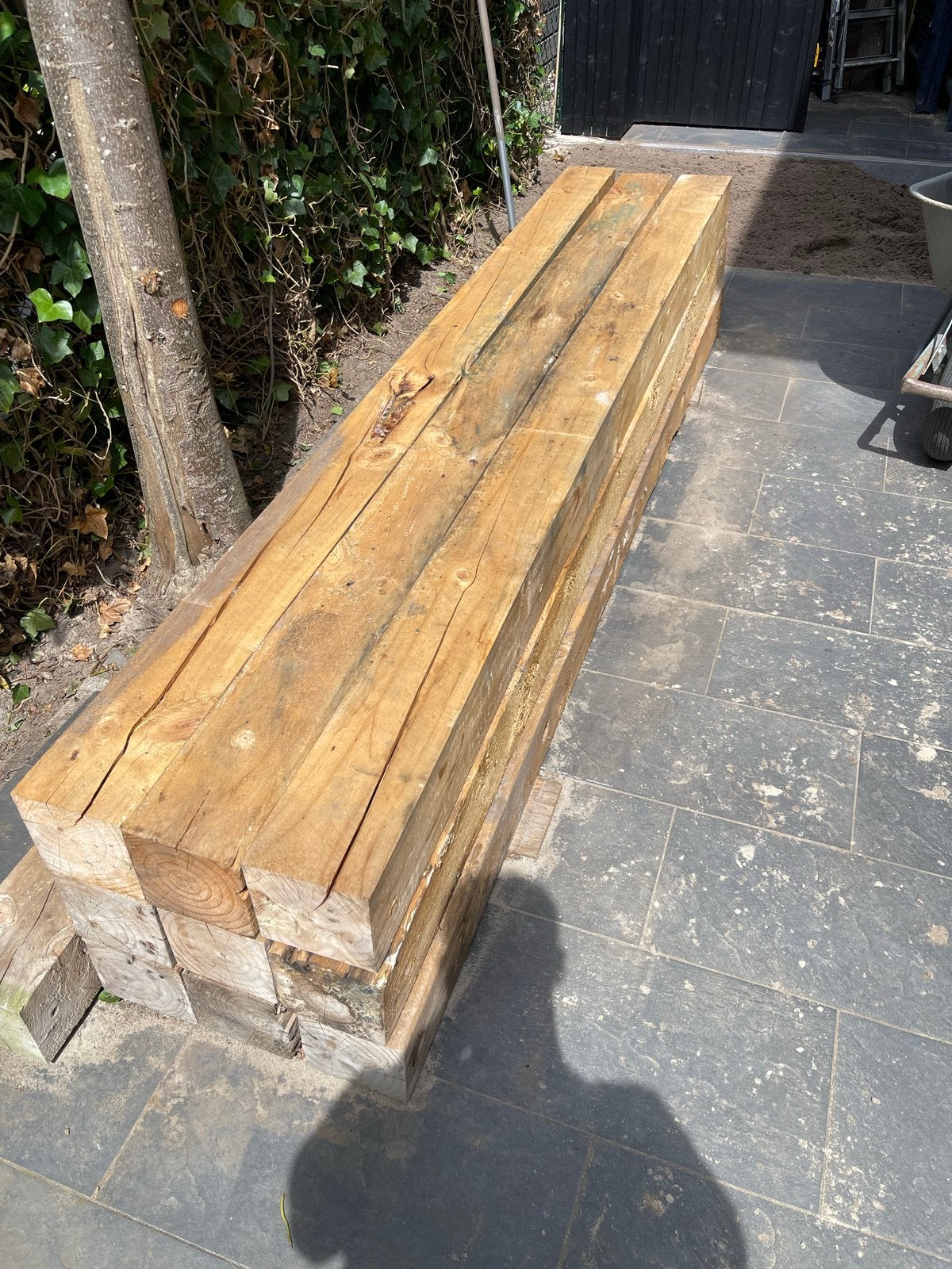 Vuren balken 15x15 cm, lengte 270 cm, Ophalen, Gebruikt, 250 tot 300 cm, 50 mm of meer