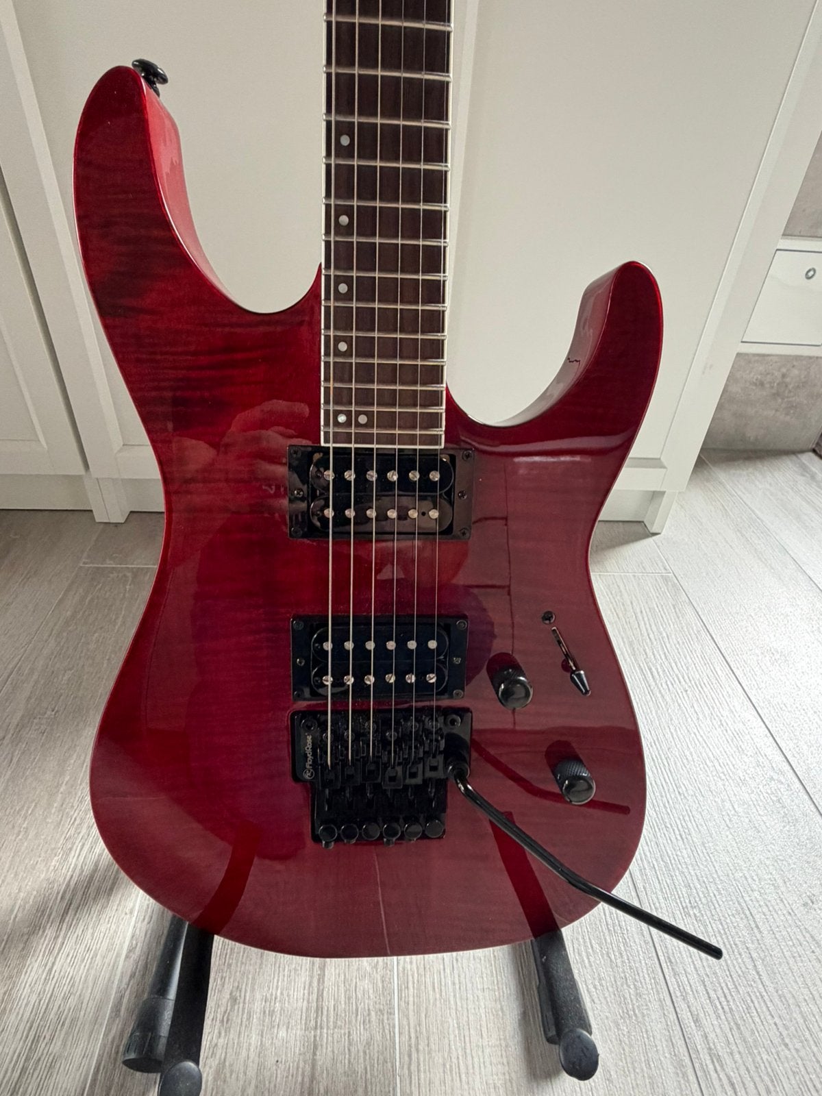 WOW: ESP LTD M-200FM See Thru Red Elektrische gitaar, Ophalen, Gebruikt, Solid body, Overige merken