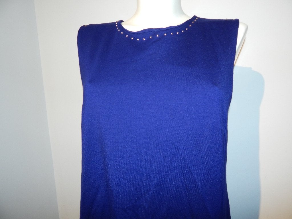 Marccain vorstelijk blauwe jurk zilveren nopjes bekleding N5, Maat 42/44 (L), Zo goed als nieuw, Knielengte, Marccain