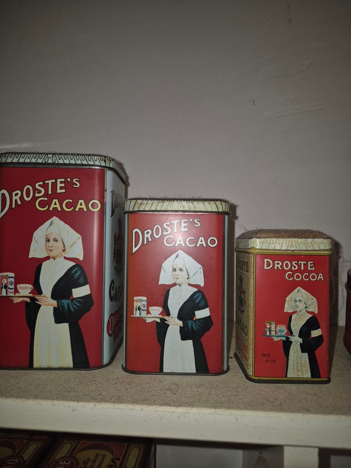 Vintage Droste Cacao Blikken Set - 3 Stuks, Ophalen of Verzenden, Gebruikt, Overige, Droste