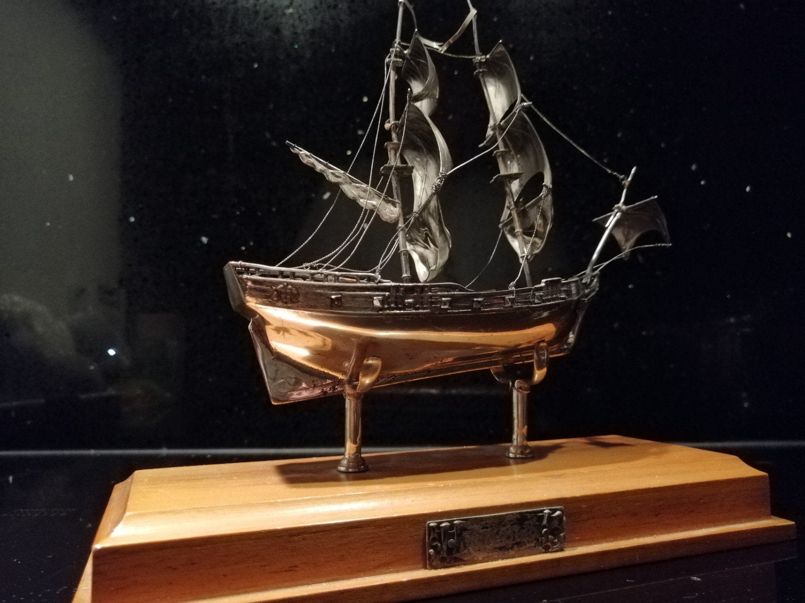 Zilveren Scheepsmodel de goud hind., Antiek en Kunst, Ophalen