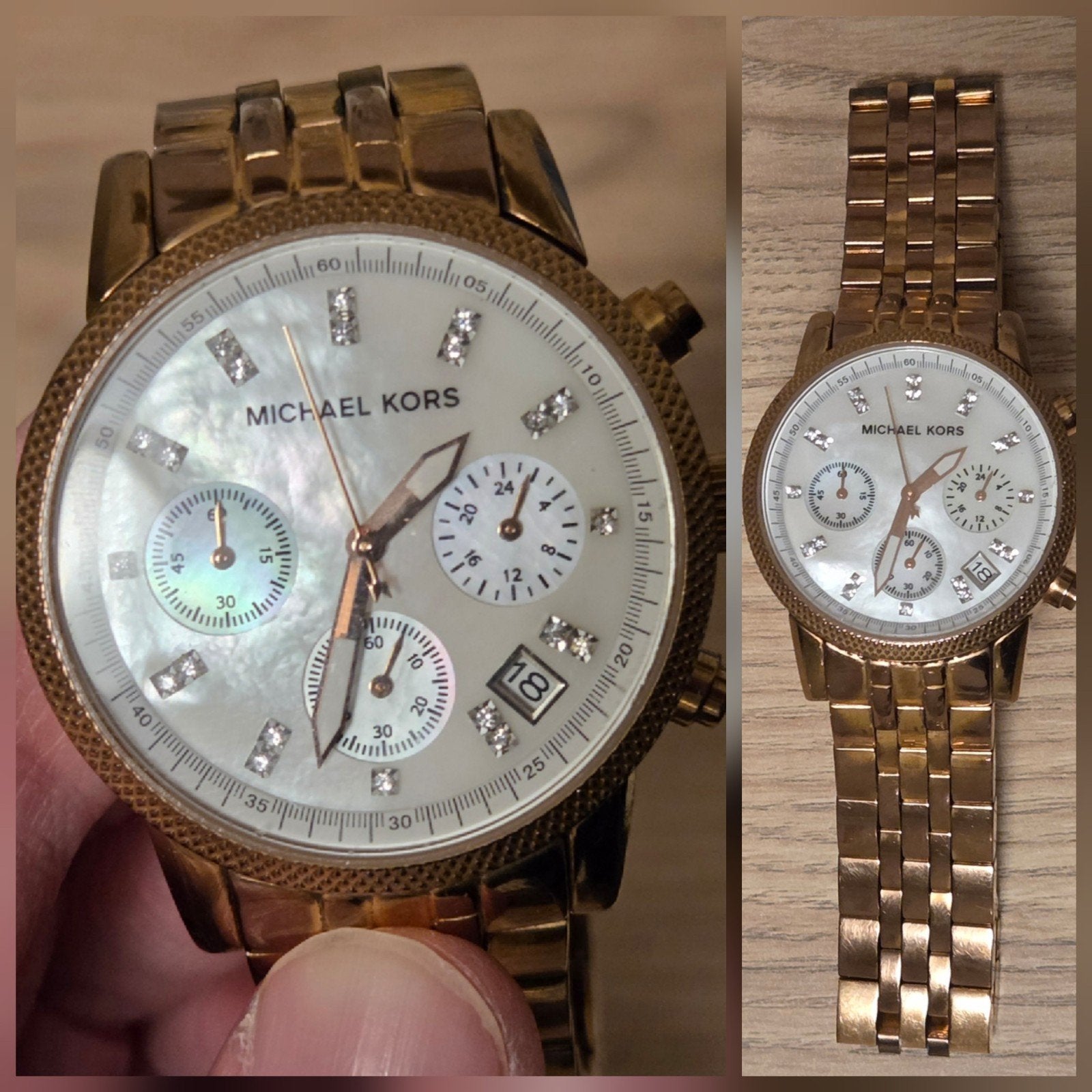 Michael Kors horloge roségoud - batterij leeg, krasjes, Overige merken, Staal, Gebruikt, Staal