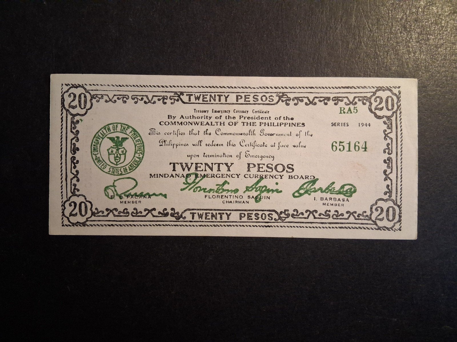20 pesos philippines-Mindanao 1944, Ophalen of Verzenden, Zuidoost-Azië, Los biljet