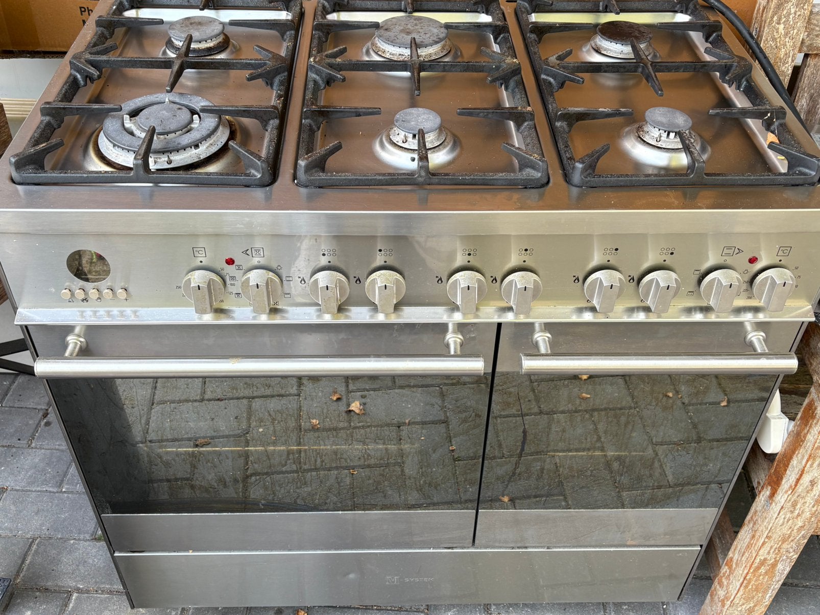 M-system gasfornuis 6 pit incl 2 ovens, Witgoed en Apparatuur, Ophalen, Gebruikt, Gas, Vrijstaand