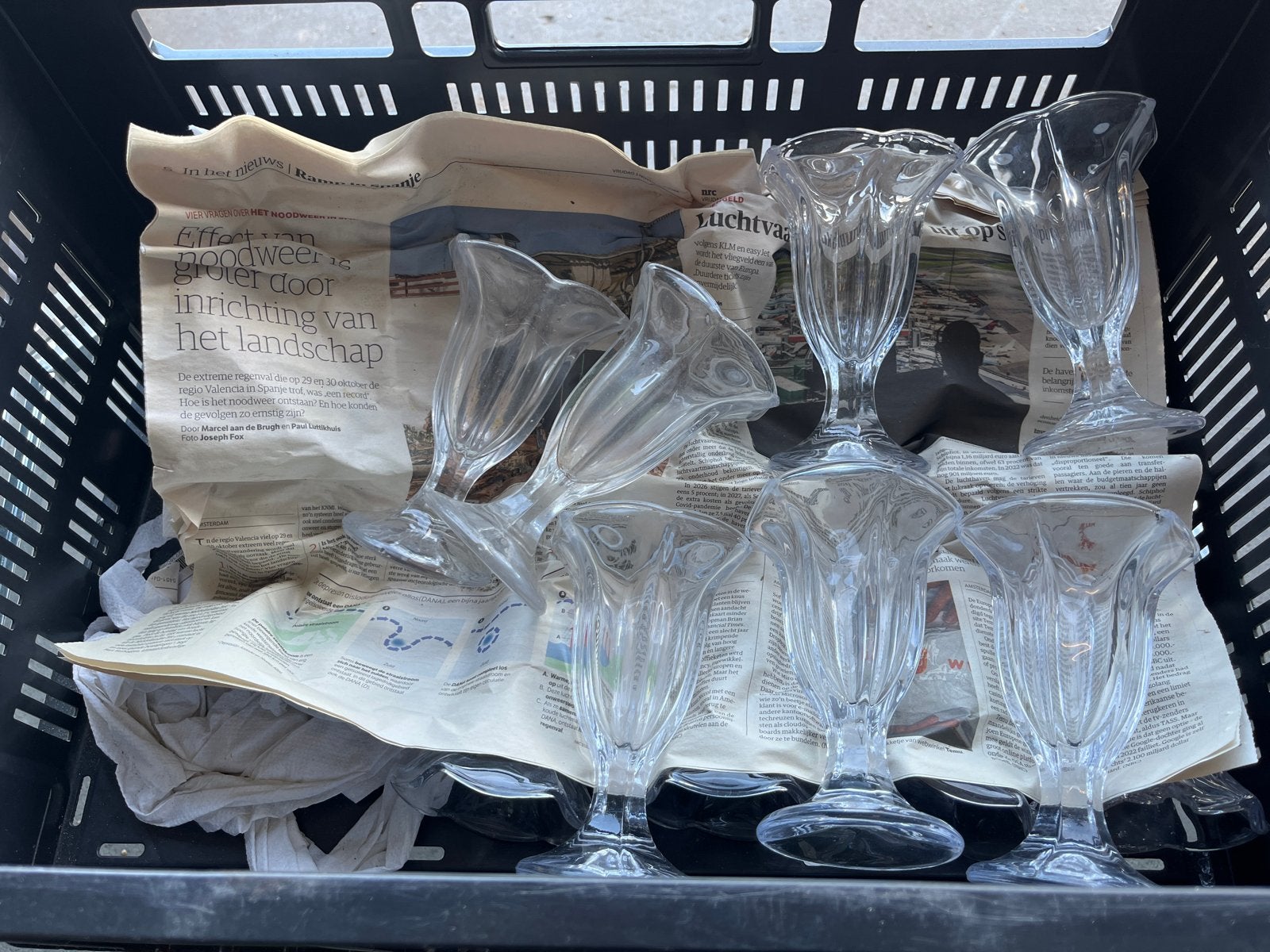 Vintage ijscoupes - 15 cm hoog, 8 cm breed, Ophalen, Glas of Glazen, Gebruikt, Vintage
