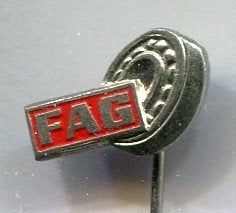 FAG kogellagers zilverkleurig speldje ( H_161a), Verzamelen, Verzenden, Zo goed als nieuw, Transport, Speldje of Pin