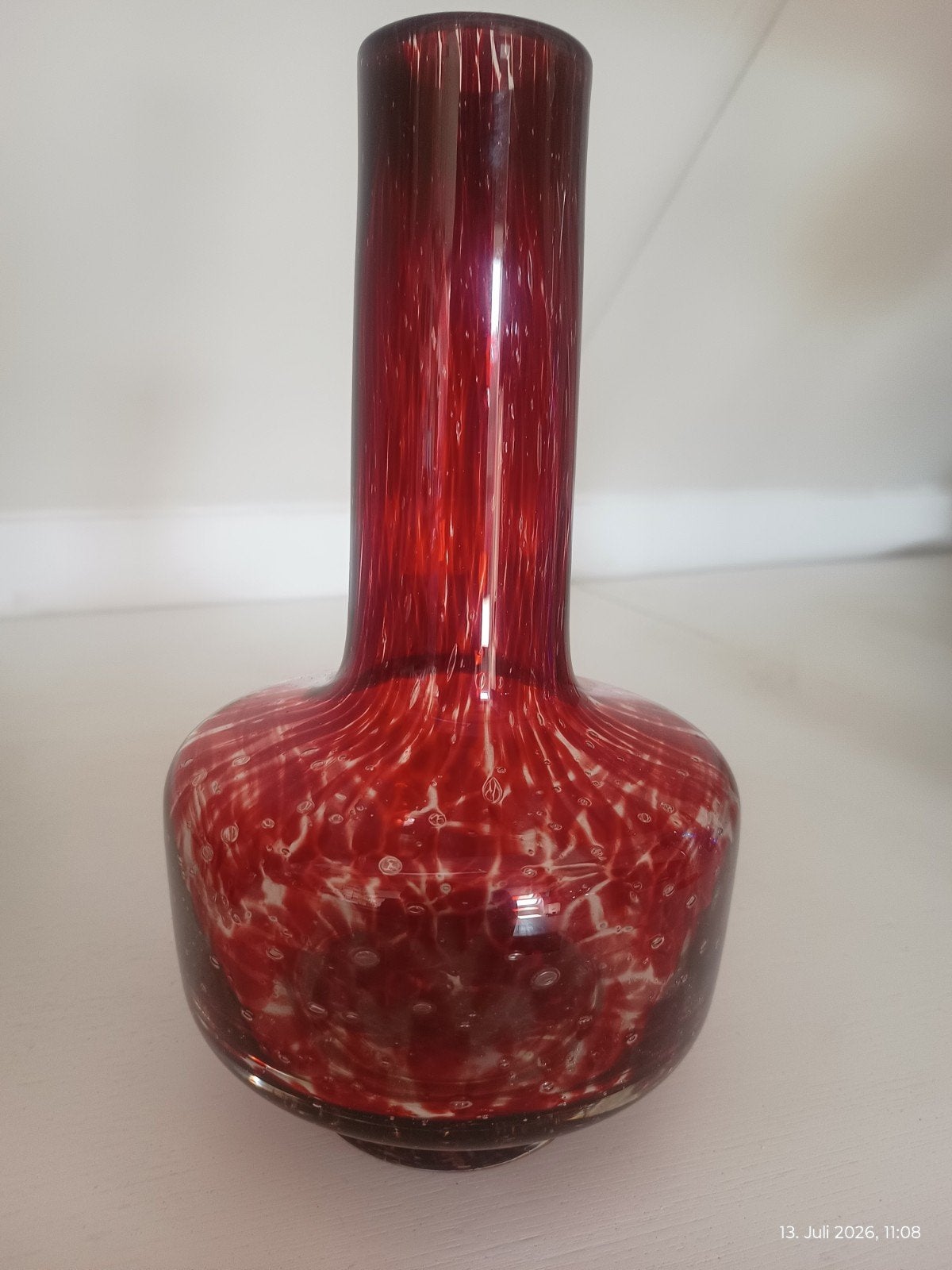 Vintage Glazen vaas Zwiesel Duitsland rubinrood, Antiek en Kunst, Antiek | Woonaccessoires, Ophalen of Verzenden